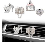 Dokeno Lot de 4 désodorisants de voiture à clip pour climatisation de voiture - Décoration avec tampon aromatique - Aromathérapie - Clip de sortie d'air - Décoration de voiture pour bureau, maison