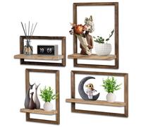 Dokeno Lot de 4 Étagère Murale Bois, Étagère Flottante Rustique pour Décoration Murale, Étagère Murale Flottante pour Chambre, Salon, Salle de Bains ou Cuisine