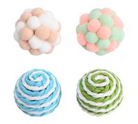 Dokeno Lot de 4 Jouet pour Chat, Jouets Clorés pour Chat, 4 cm Balles de Jouet pour Chat Doux, Boules de Jouets pour Chats avec Cloche, Balles en Feutre pour Chat, Boules Interactives pour Chats