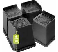 Dokeno Lot de 4 Rehausseurs Meubles, Carrés Rehausseurs de Lit Robustes de 10/15/20cm, Jusqu'à 2721,6kg en Forme de L, Hauteur de Levage pour Canapé, Chaise, Bureau, Table, Bibliothèque, Noir (6 Zoll)
