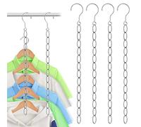 Dokeno Lot de 5 Cintre Gain de Place pour Penderie, 50cm Chaînes pour Cintres Multifonctionnels Magiques en Acier Inoxydable Chaîne Intelligente D'économie D'espace de Cintre pour Chambre à Coucher
