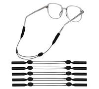 Dokeno Lot de 5 Cordons Lunettes Reglables Noir Retenue de Lunettes Cordon Silicone Sangle de Lunettes Sport Chaîne de Lunettes Universelle pour Hommes Femmes
