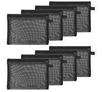 Dokeno Lot de 6 Trousse de Maquillage en Filet Noir Sacs à Glissière Cosmétiques en Maille Trousses de Toilette en Maille Voyage Organisateur de Maquillage （Noir）