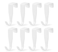 Dokeno Lot de 8 crochets de porte décoratifs à suspendre en forme de S en acier inoxydable pour l'intérieur de porte d'armoire, porte de chambre (blanc)
