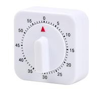 Dokeno Minuterie de Cuisine Mécanique, Mini Carré Minuteur pour Enfants Adultes, Minuteur Mécanique, 60 Minutes Alarme de Compte à Rebours pour Cuisine Pâtisser Devoirs Réunion (Blanc)