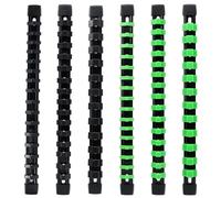 Dokeno Organisateur de Douilles 6 Pièces, Rail de Douilles 1/4", 3/8", 1/2", Clips de Rangement en ABS et PP, Couleur Vert et Noir