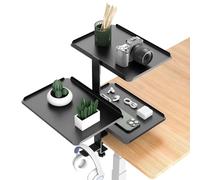 Dokeno Organiseur de Bureau avec Plateau de Rangement Métallique Réglable, 3-Tier Desk Extender avec Support pour Casque, Below Desk Storage, Antidérapant, Organiseur Multimédia pour Maison et Bureau