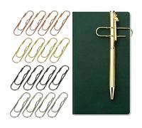 Dokeno Pince à Stylo en Métal 70mm Lot de 16 Porte Stylo Porte pour Salle de Classe Etudiants, Bureau (Or, Rose, Argent, Noir)