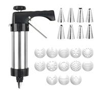 Dokeno Pistolet à Patisserie, Presse Biscuit avec 13 Disques Biscuits et 8 Douilles, Presse à Pâtisserie en Acier Inoxydable, Machine à Biscuits pour Cuisson et Décoration de Gâteaux et Biscuits