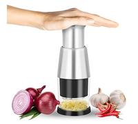 Dokeno Presse-Ail Inox, Hacheuse d'Échalote, Coupe-Oignon, Manuel à Pousser, Hachoir Gingembre, Ustensile de Cuisine pour Ail, Poivrons, Oignons - Noir