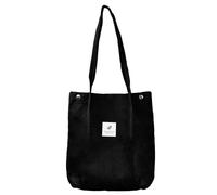 Dokeno Sac Fourre Tout en Velours Côtelé, Sac à Bandoulière Sac à Main Shopper Toile, Sac de Transport Sac de Courses Grande Capacité pour Un Usage Quotidien Bureau Voyages Shopping (Noir)