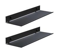 Dokeno Tablette Flottante Murale Noire, étagère Murale en Métal Noir 40 cm 2 PCS, Organisateur de Douche sans Percage, étagère à Livre pour Chambre, Bureau, Salle de Bain, Cuisine