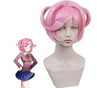 Doki Doki Literature Club Natsuki femmes rose perruque courte Cosplay Costume résistant à la chaleur cheveux synthétiques (sans couvre-chef) + casquette de perruque Mz-1268
