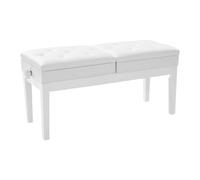 Dokiiovo Banc de piano double siège avec espace de rangement - Grand tabouret de piano pour 2 personnes - Assises réglables en hauteur indépendamment - 108 x 39 x 48 cm (blanc)