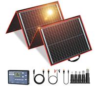 DOKIO 160W Kit Panneau Solaire Pliable Portable Monocristallin | Avec régulateur de charge solaire (2 ports USB) pour batteries 12V, camping-car, bateau
