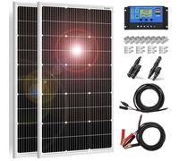 DOKIO 2PC Panneau Solaire 100W 18V Photovoltaïque Monocristallin 200W pour charger la Batterie 12V