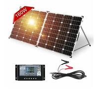 Dokio kit panneau solaire rigide et pliable, 160W, 10a, 12V, avec chargeur, facile à transporter