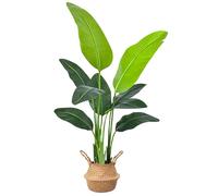 DOKKOME Grand Oiseau de Paradis Artificiel 120 cm Palmier Tropical avec 9 Feuilles Bananier en Plastique Plante en Pot Décoration pour Salon Chambre à Coucher Bureau