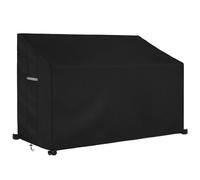 Dokon Housse Banc de Jardin Exterieur 2 Places, Bâche Canapé Imperméable | Oxford 420D, Revêtement PU Imperméable, Sangles & Cordon Anti-Vent, Aérations Cachées, Anti-UV, 134x66x63/89cm, Noir