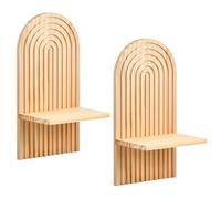 Dokpav Étagère Murale en Bois, Étagère Bohème pour Plantes et Décoration | Pin Massif Naturel, Forme Arche, Fixation Cachée, Tablette 18 × 12 cm, pour Objets Déco, pour Salon, Chambre, Entrée