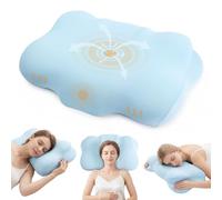 Dokpav Oreiller Ergonomique Cervical, Coussin cervicales, Housse Lavable | Oreiller Memoire Forme, Coussin ergonomique, Soulage Douleur, Respirant, Idéal pour Dormir sur Le Côté, Dos et Ventre