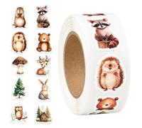 Dokpav Rouleau de 500 autocollants d'animaux, 10 motifs d'animaux de la forêt