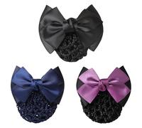 DOKRIN Accessoires à chignons Trois filets à cheveux épais avec nœuds, pinces à cheveux de style français, couvre-chignons, pinces à cheveux pour femmes, peuvent être utilisés pour les chignons