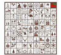 DOKRIN Aides pour dessin et lettrage, 80 gabarits de dessin carrés 7,6 x 7,6 cm, décorations de Noël, gabarits réutilisables en plastique à faire soi-même