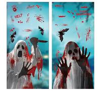 DOKRIN Autocollants de décoration pour fenêtre, Lot de 2 autocollants pour fenêtre d'Halloween décorations fantômes images d'horreur pour fenêtre adaptés à la décoration d'Halloween