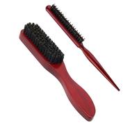 DOKRIN Brosses à cheveux Coffret de 2 brosses en poils de sanglier, une brosse à barbe, une brosse à barbe à poils souples et une brosse à cheveux en bois pour cheveux bouclés et lisses