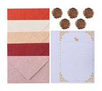 DOKRIN Coffret de papeterie vintage 20 pièces : 5 enveloppes, 10 feuilles de papier à lettres blanc dentelle, 5 cachets de cire et enveloppes kraft. Idéal pour les anniversaires