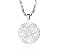 DOKRIN Colliers pour homme,Collier pour homme avec sceau des sept anges et badge gardien en acier inoxydable(argent)