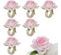 DOKRIN Coussins pour bagues,Six ronds de serviette roses en coton et lin