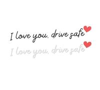 DOKRIN Décalcomanies pour voitures，Lot de 2 autocollants de texte noir et blanc, autocollants de voiture amusants « Je t'aime, conduis prudemment », autocollants de voiture en vinyle de haute qualité