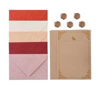 DOKRIN Enveloppes de correspondances et de cartes de vœux, Ensemble de 20 pièces de papier à lettres vintage, enveloppes de 5 couleurs, 10 feuilles de papier à lettres, 5 sceaux de cire autocollants