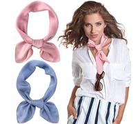 DOKRIN Foulards femme,Lot de 2 foulards carrés en soie pour femme, 70 cm, protection solaire, pour la plage