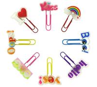 DOKRIN Lot de 8 marque-pages fluorescents en PVC motif dessin animé Halloween,trombones mignons, marque-pages pour enseignants et élèves, cadeaux colorés pour fournitures de bureau,porte-marque-pages