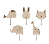 DOKRIN Patères portemanteaux pour entrée Ensemble de 5 porte-manteaux muraux pour enfants, sans perçage, crochets en bois auto-adhésifs, forte capacité de charge