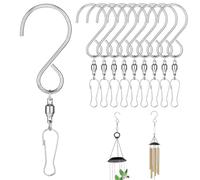 DOKRIN Sculptures cinétiques à vent Lot de 10 crochets pivotants à 360 degrés en acier inoxydable et pinces pour carillons éoliens, mangeoires, cages à oiseaux, cloches de jardin et articles de fête
