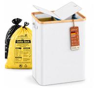 DOKRVLOQ Gelber Sack Support poubelle à 2 compartiments avec couvercle | Lot de 2 supports de sacs poubelle pliables pour la cuisine et la maison - 70 l - 120 l