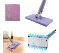 Doksvp Mini Mop à Changer Le Chiffon Automatiquement, Serpillère Rotative 360°, Kit Avec 5 Chiffons Microfibre Pour Murs et Sol