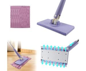 Doksvp Mini Mop à Changer Le Chiffon Automatiquement, Serpillère Rotative 360°, Kit Avec 5 Chiffons Microfibre Pour Murs et Sol