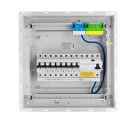 Doktorvolt Boîte à fusibles encastrée 1 rangée 12 modules - Boîte de distribution câblée avec 8 MCB 1 x RCCB VDE certifiée IP40 Hager Armoire de distribution 356 x 348 x 98 mm pour maison, garage et