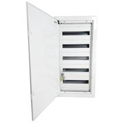 Doktorvolt Boîte de distribution encastrée - Boîte à fusibles - Boîtier en métal - Répartiteur encastré - 90 modules - 5 rangées - Avec porte - Blanc - IP30 IK07 - Pour installation dans la maison
