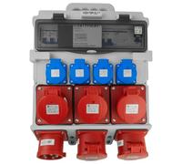 Doktorvolt Répartiteur de courant de chantier 3 x 16 A 2 x 32 A CEE 4 x 230 V avec poignée et fiche de montage DV-5053-D TR-S/FI