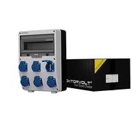 Doktorvolt Répartiteur de courant de chantier - Répartiteur mural - Boîte de distribution TD - Avec prises Mennekes - 6 x 230 V - Schuko - Avec couvercles de sécurité - Entièrement câblé IP54