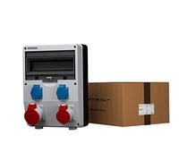 Doktorvolt Répartiteur de courant ECO avec prises Bals 2 x 230 V Schuko 1 x 16 A 1 x 32 A CEE Distributeur de courant de chantier CEE Couvercle rabattable de sécurité Distributeur mural complet câblé