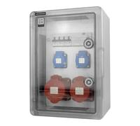 Doktorvolt Répartiteur de courant mural S/FI 16 A 32 A CEE 2 × 230 V avec porte transparente et dispositifs de sécurité VDE DV-6777-D