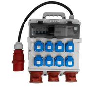 Doktorvolt Répartiteur électrique Répartiteur de chantier Répartiteur mobile 2x16A 32A CEE 8x230V avec câble DV-5022-D TR-S/FI