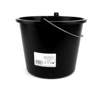 Doktorvolt Seau de chantier, seau de nettoyage, seau de maçon, avec anse en métal, 16 l, en PVC, noir